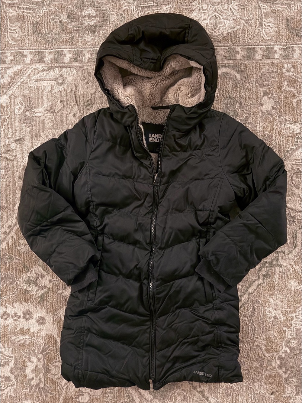 Lands' End Kids' Fleece-Lined Winter Parka / Long Puffer Coat size 6X-7